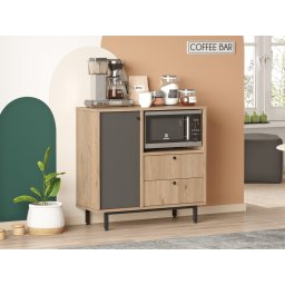 Commode REWONA 1 deur 2 lades eik/antraciet