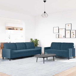 vidaXL 2-delige Loungeset met kussens fluweel blauw
