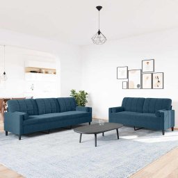 vidaXL 2-delige Loungeset met kussens en bolsters fluweel blauw