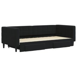 vidaXL Slaapbank met onderschuifbed en lades 90x200 cm fluweel zwart