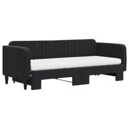 vidaXL Slaapbank onderschuifbed en matrassen 80x200 cm fluweel zwart