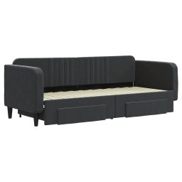 vidaXL Slaapbank met onderschuifbed en lades 80x200 cm fluweel zwart
