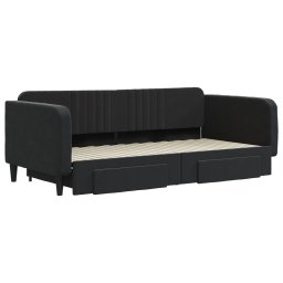 vidaXL Slaapbank met onderschuifbed en lades 100x200 cm fluweel zwart