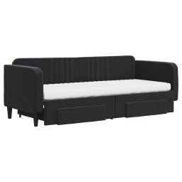 vidaXL Slaapbank met onderschuifbed en lades 80x200 cm fluweel zwart