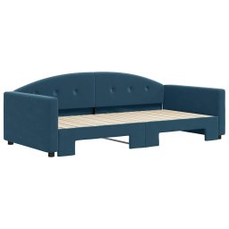 vidaXL Slaapbank met onderschuifbed 100x200 cm fluweel blauw