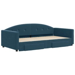 vidaXL Slaapbank met onderschuifbed en lades 100x200 cm fluweel blauw