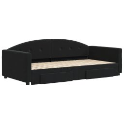 vidaXL Slaapbank met onderschuifbed en lades 100x200 cm fluweel zwart