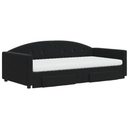 vidaXL Slaapbank met onderschuifbed en lades 100x200 cm fluweel zwart