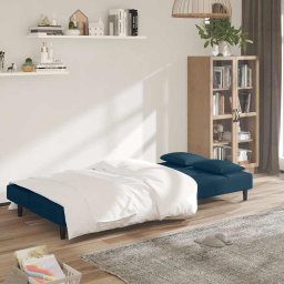 vidaXL Slaapbank 2-zits met 2 kussens fluweel blauw