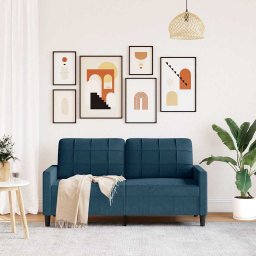 vidaXL Tweezitsbank 140 cm fluweel blauw