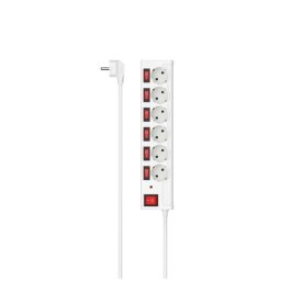 Hama Stekkerdoos, 6-voudig, overspanningsbev., ind. schakelbaar, 1,4m Desktop accessoire Wit