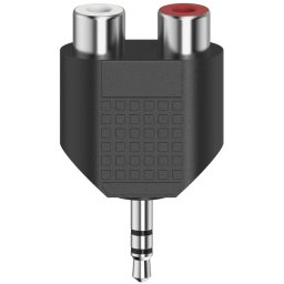 Hama Korte audio-adapter, 3,5-mm-jack-stekker stereo - 2x cinch-koppeling Luidspreker kabel Zwart