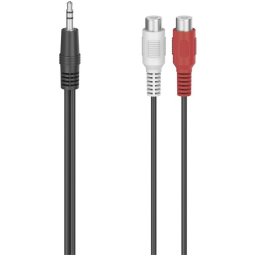 Hama Audio-adapter, 2x cinch-koppeling - 3,5-mm-jack-stekker, stereo Mini jack kabel Zwart