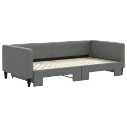 vidaXL Slaapbank met onderschuifbed 100x200 cm stof donkergrijs