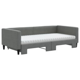 vidaXL Slaapbank onderschuifbed matrassen 100x200 cm stof donkergroen