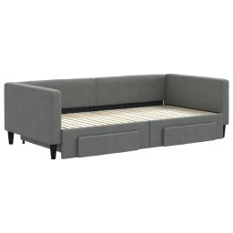 vidaXL Slaapbank onderschuifbed en lades 100x200 cm stof donkergrijs