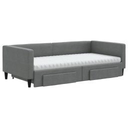 vidaXL Slaapbank onderschuifbed en lades 100x200 cm stof donkergrijs