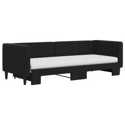 vidaXL Slaapbank onderschuifbed en matrassen 80x200 cm fluweel zwart