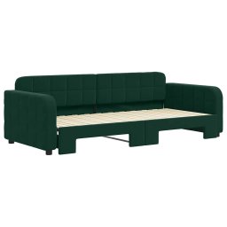 vidaXL Slaapbank met onderschuifbed 90x200 cm fluweel donkergroen