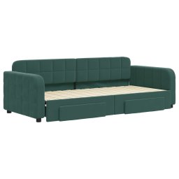vidaXL Slaapbank onderschuifbed en lades 90x200 cm fluweel donkergroen
