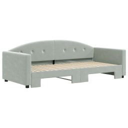 vidaXL Slaapbank met onderschuifbed 90x190 cm fluweel lichtgrijs