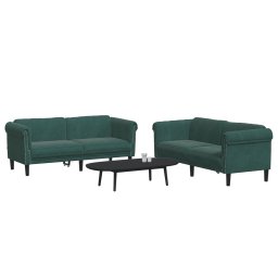 vidaXL 2-delige Loungeset fluweel donkergroen