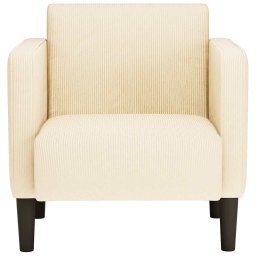 vidaXL Fauteuil met armleuningen 54 cm corduroy stof crèmekleurig
