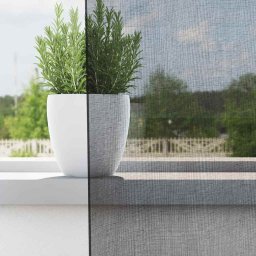 vidaXL Gordijnen voile met tab top 2 st zwart