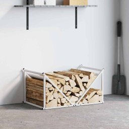 vidaXL Brandhoutrek 70x43x34,5 cm koudgewalst staal wit