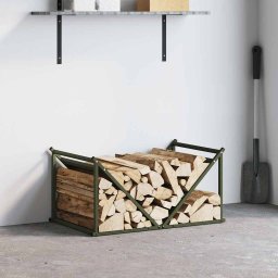 vidaXL Brandhoutrek 70x43x34,5 cm koudgewalst staal olijfgroen