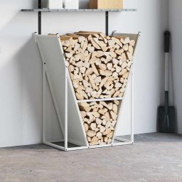 vidaXL Brandhoutrek 69,5x35x81 cm koudgewalst staal wit