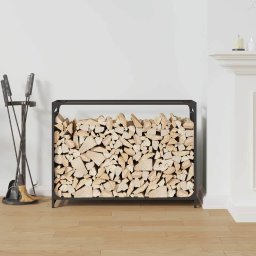 vidaXL Brandhoutrek 90x28x65 cm koudgewalst staal zwart