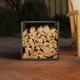 vidaXL Brandhoutrek 40x40x40 cm koudgewalst staal olijfgroen