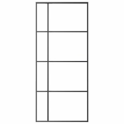 vidaXL Schuifdeur 90x205 cm mat ESG-glas en aluminium zwart