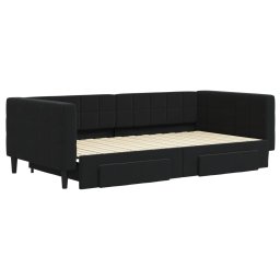 vidaXL Slaapbank met onderschuifbed en lades 100x200 cm fluweel zwart