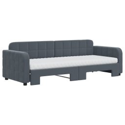 vidaXL Slaapbank onderschuifbed matrassen 80x200cm fluweel donkergrijs