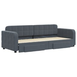 vidaXL Slaapbank onderschuifbed en lades 80x200 cm fluweel donkergrijs