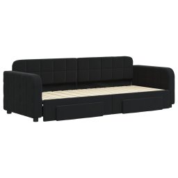 vidaXL Slaapbank met onderschuifbed en lades 80x200 cm fluweel zwart
