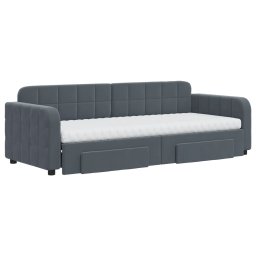 vidaXL Slaapbank onderschuifbed en lades 80x200 cm fluweel donkergrijs