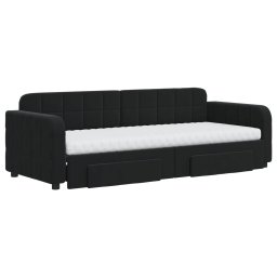 vidaXL Slaapbank met onderschuifbed en lades 80x200 cm fluweel zwart