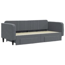 vidaXL Slaapbank onderschuifbed en lades 90x200 cm fluweel donkergrijs