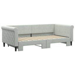 vidaXL Slaapbank met onderschuifbed 90x190 cm fluweel lichtgrijs