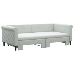 vidaXL Slaapbank onderschuifbed matrassen 100x200cm fluweel lichtgrijs