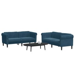 vidaXL 2-delige Loungeset fluweel blauw