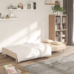 vidaXL Slaapbank 2-zits met 2 kussens stof crèmekleurig