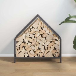 vidaXL Brandhoutrek 60x25x60 cm koudgewalst staal zwart