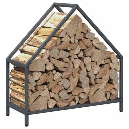 vidaXL Brandhoutrek 60x25x60 cm koudgewalst staal antracietkleurig