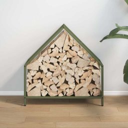 vidaXL Brandhoutrek 60x25x60 cm koudgewalst staal olijfgroen