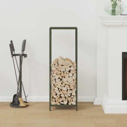 vidaXL Brandhoutrek 34x25x100 cm koudgewalst staal olijfgroen