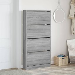 vidaXL Schoenenkast met 4 klaplades 80x21x163,5 cm grijs sonoma